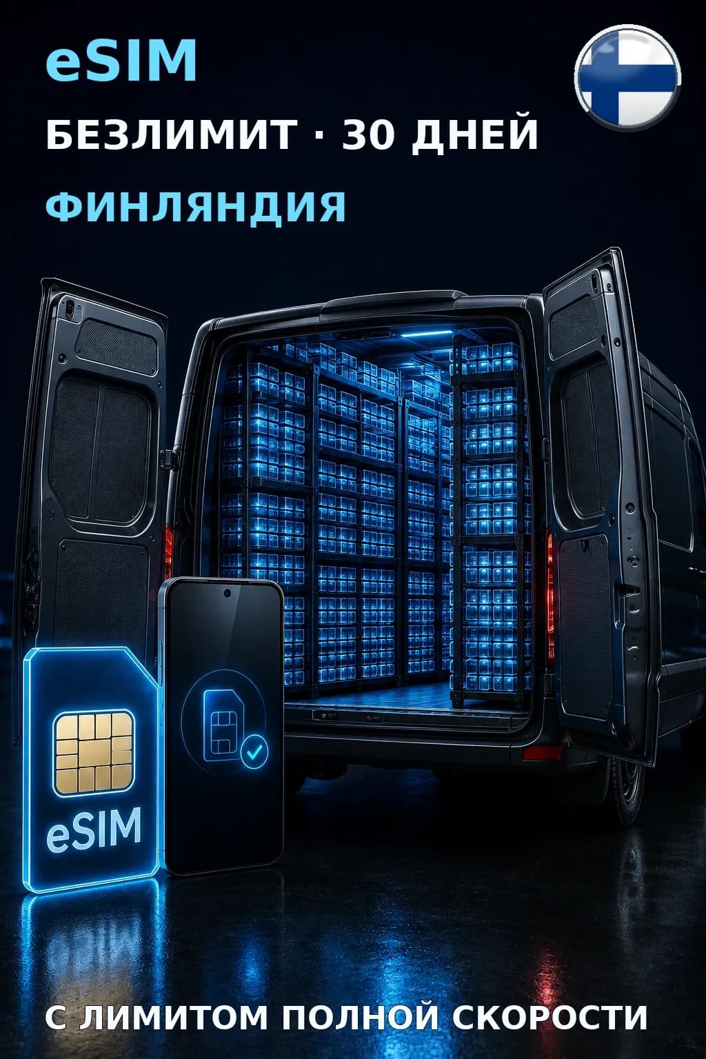 eSIM Финляндия — БЕЗЛИМИТ, 30 дней — интернет