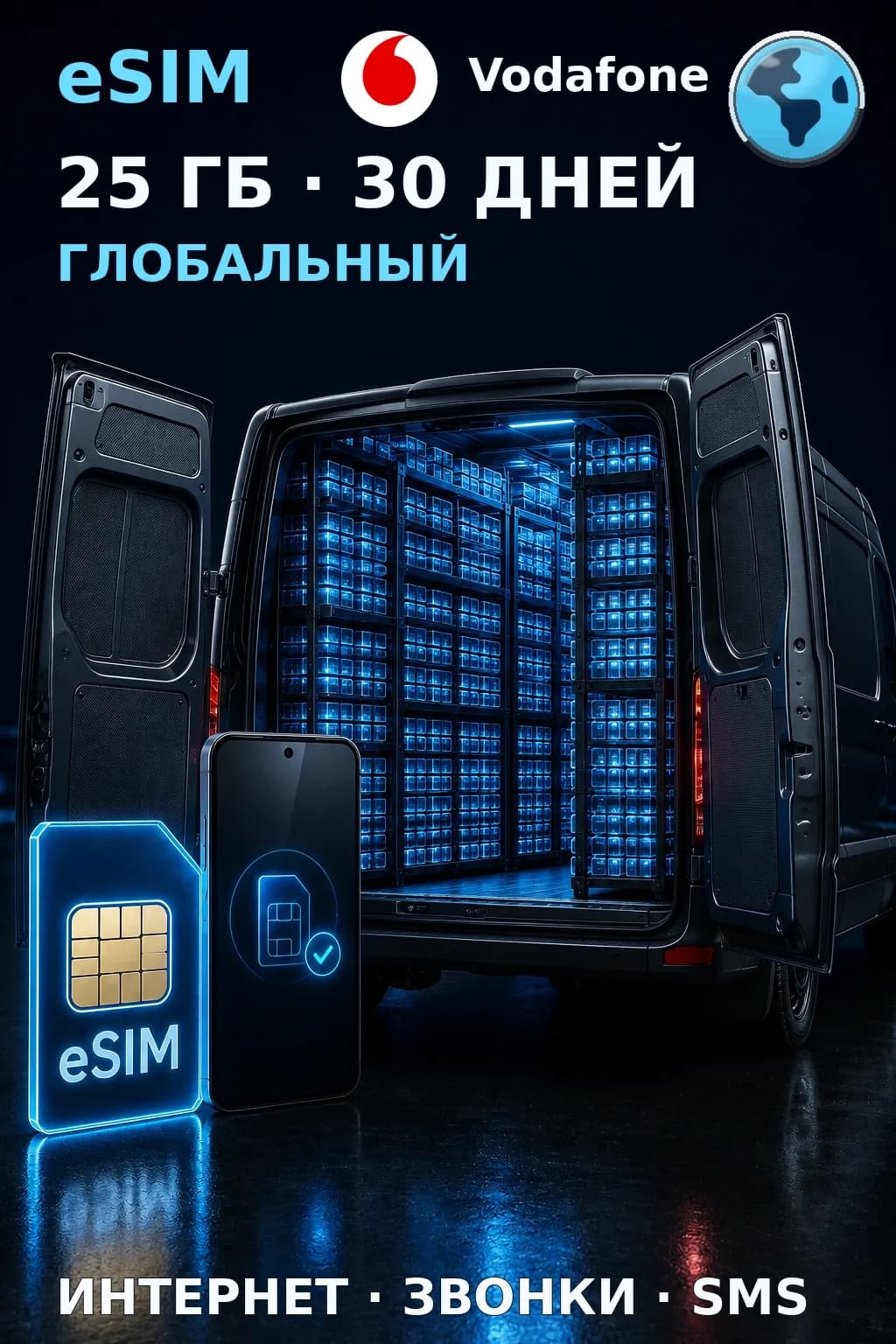 eSIM Глобальный — 25 ГБ, 30 дней — интернет, звонки и SMS