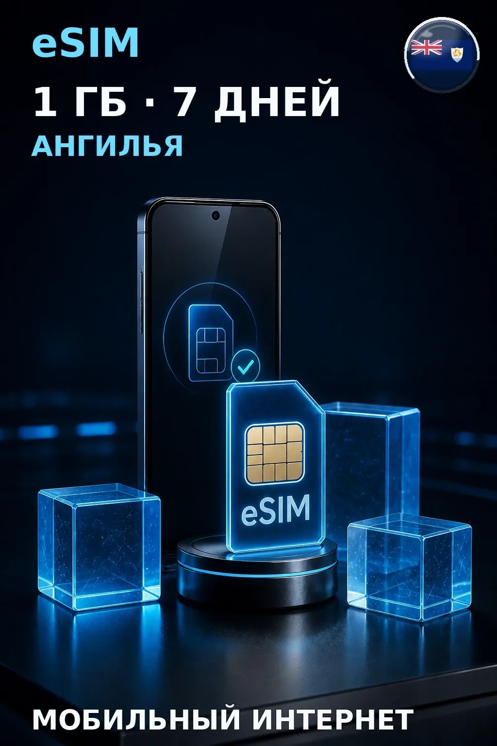 eSIM Ангилья — 1 ГБ, 7 дней — интернет