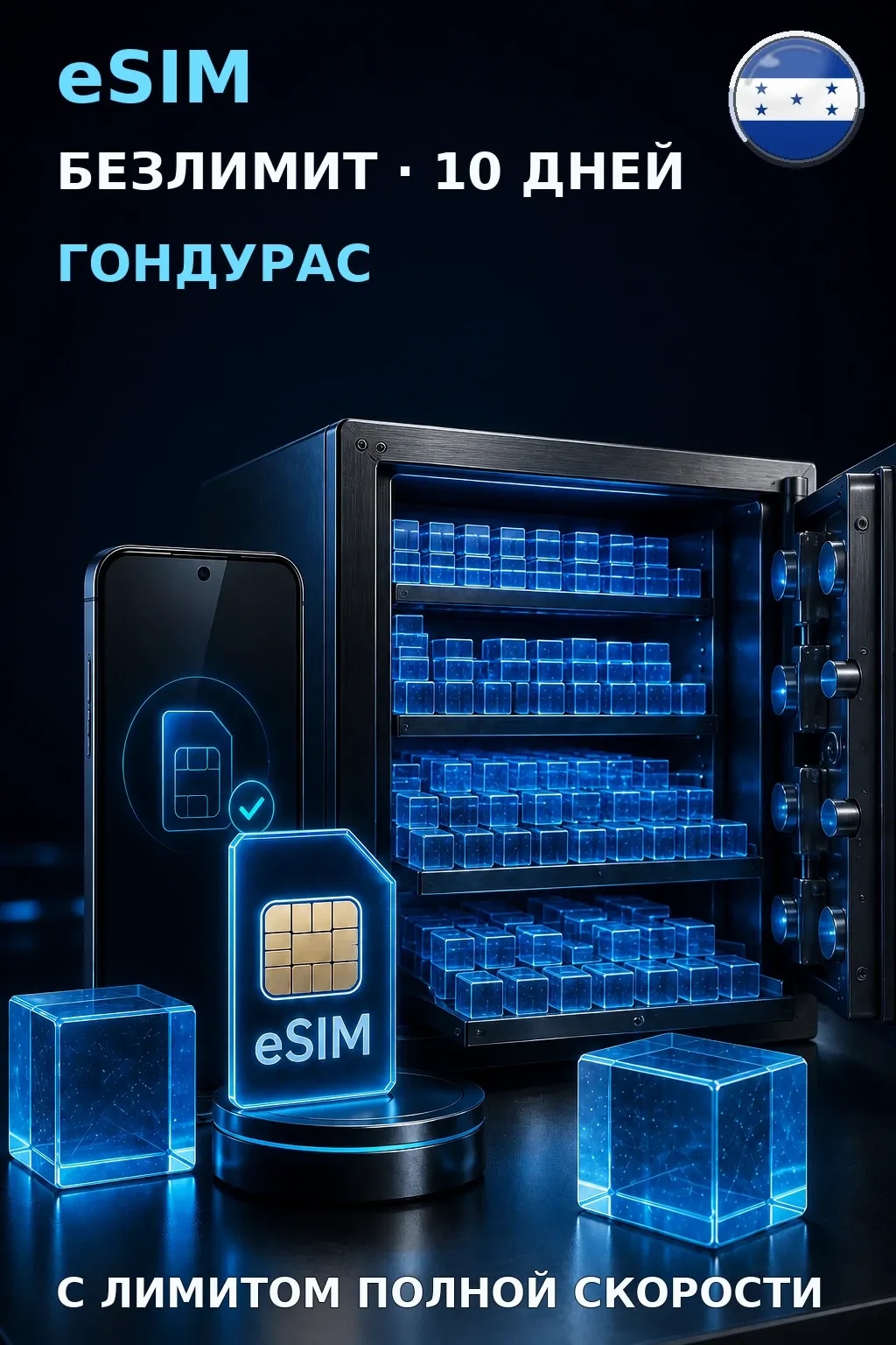 eSIM Гондурас — БЕЗЛИМИТ, 10 дней — интернет