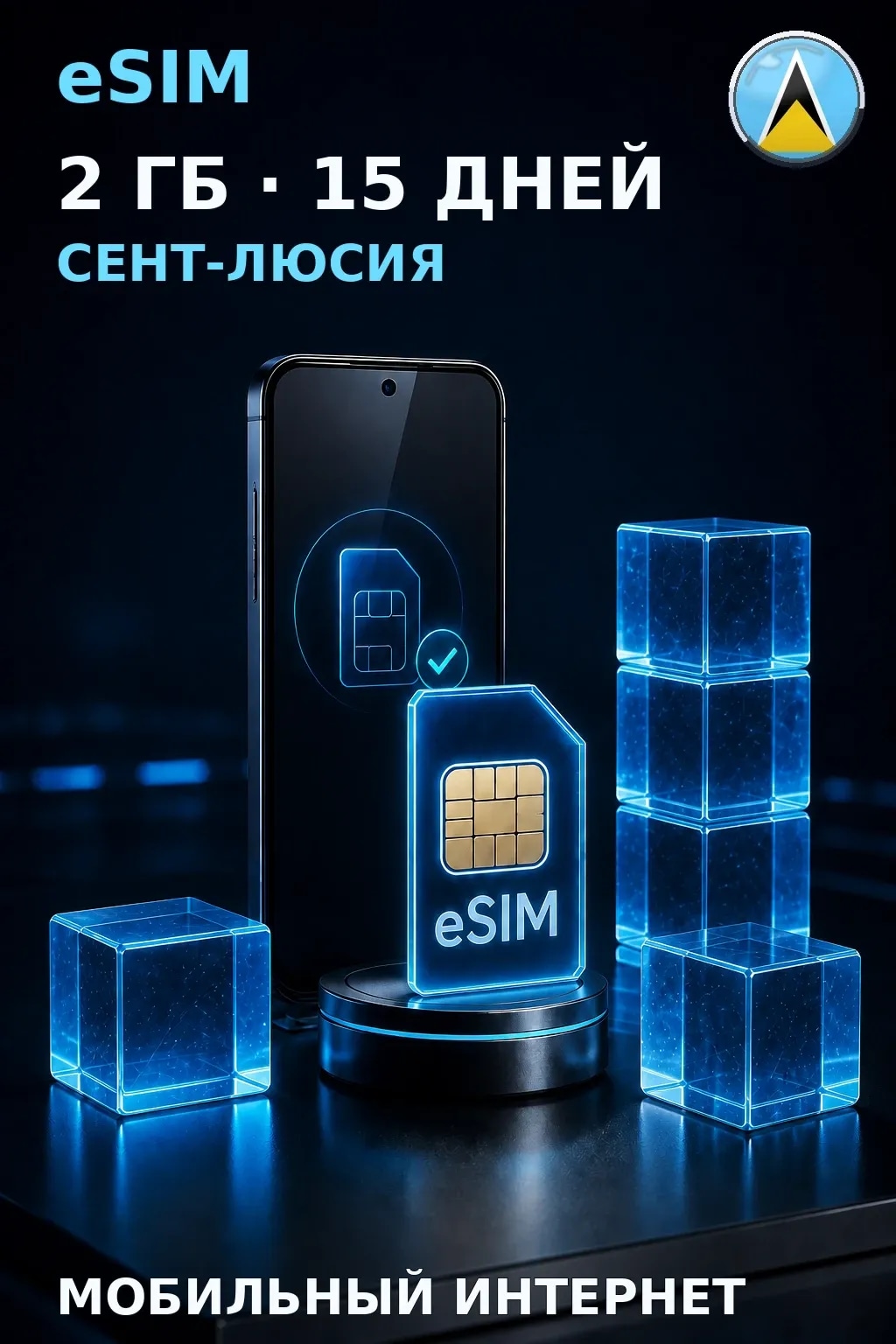 eSIM Сент-Люсия — 2 ГБ, 15 дней — интернет
