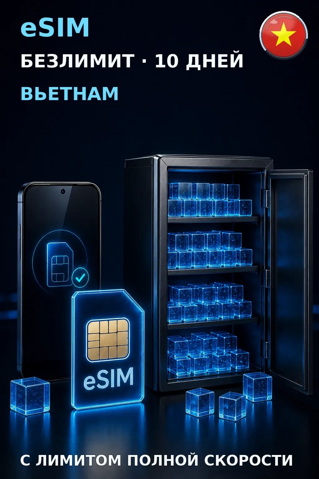 eSIM Вьетнам — БЕЗЛИМИТ, 10 дней — интернет