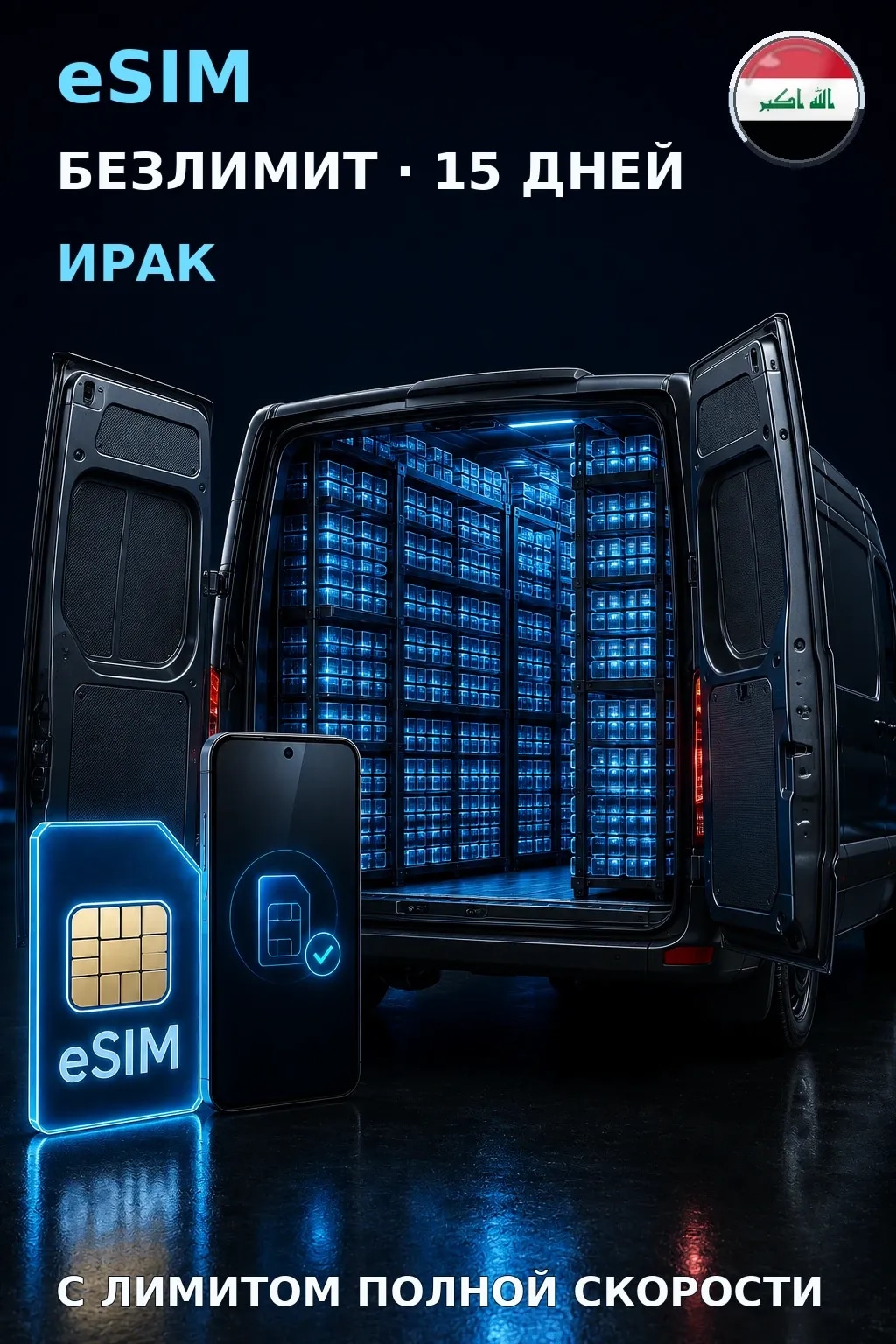 eSIM Ирак — БЕЗЛИМИТ, 15 дней — интернет