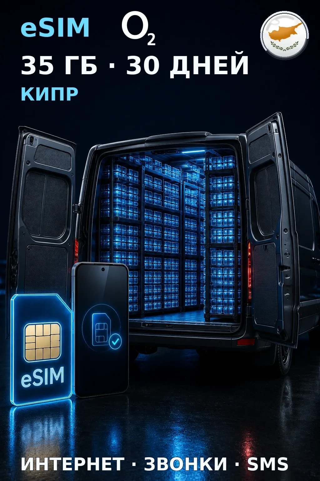 eSIM Кипр — 35 ГБ, 30 дней — интернет, звонки и SMS