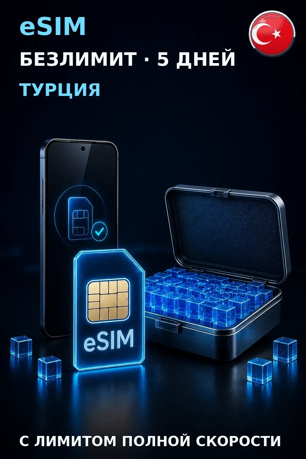 eSIM Турция — БЕЗЛИМИТ, 5 дней — интернет