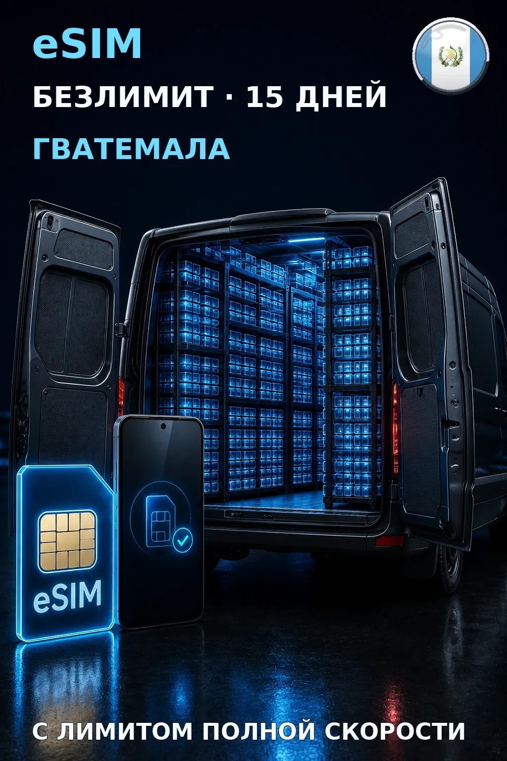 eSIM Гватемала — БЕЗЛИМИТ, 15 дней — интернет