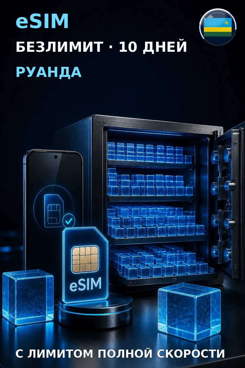 eSIM Руанда — БЕЗЛИМИТ, 10 дней — интернет