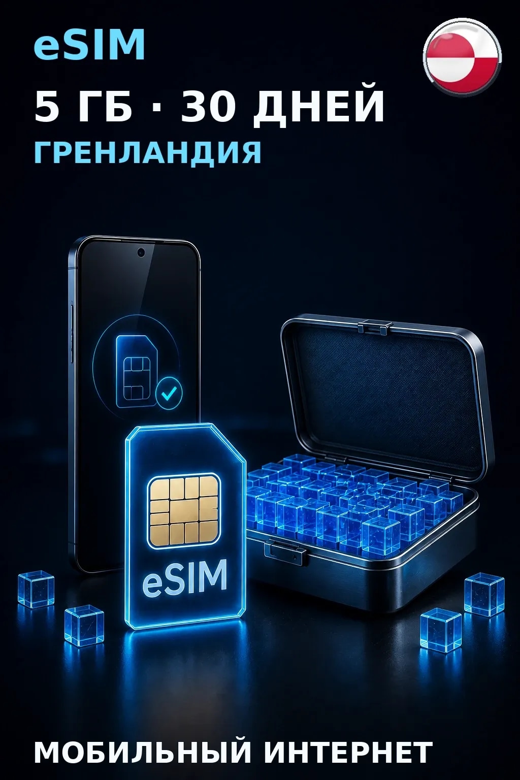 eSIM Гренландия — 5 ГБ, 30 дней — интернет