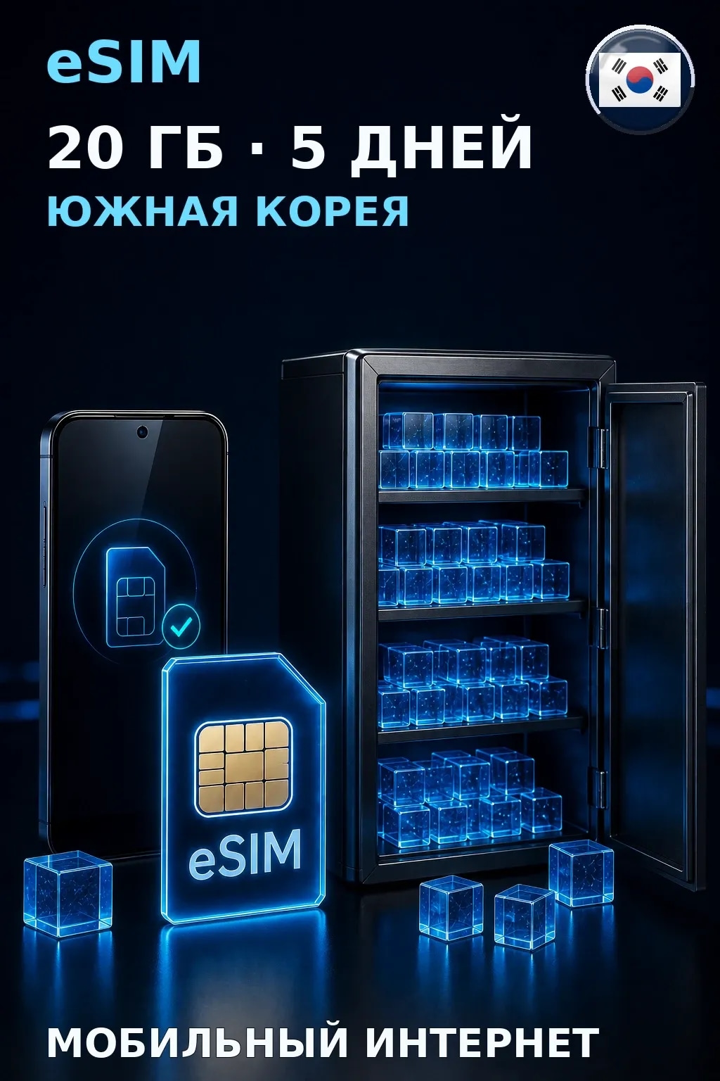 eSIM Южная Корея — 20 ГБ, 5 дней — интернет