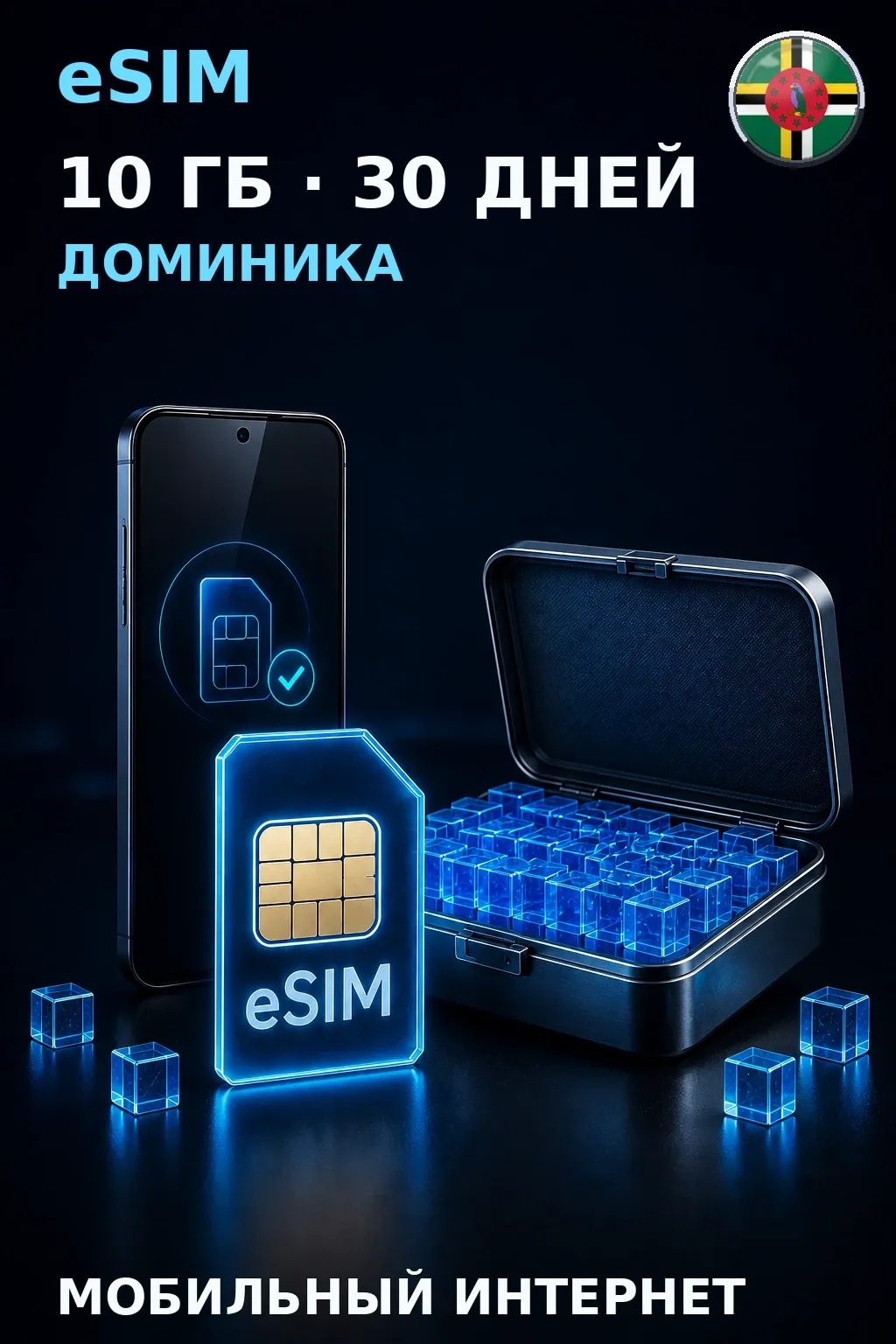 eSIM Доминика — 10 ГБ, 30 дней — интернет