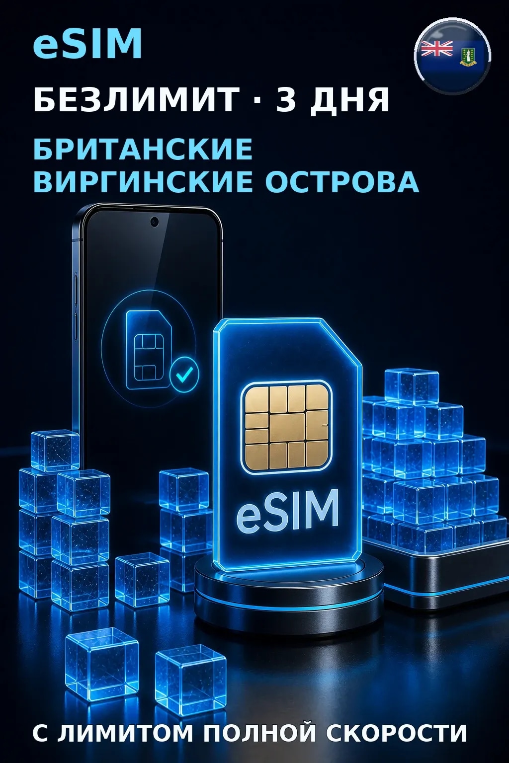 eSIM Британские Виргинские Острова — БЕЗЛИМИТ, 3 дня — интернет