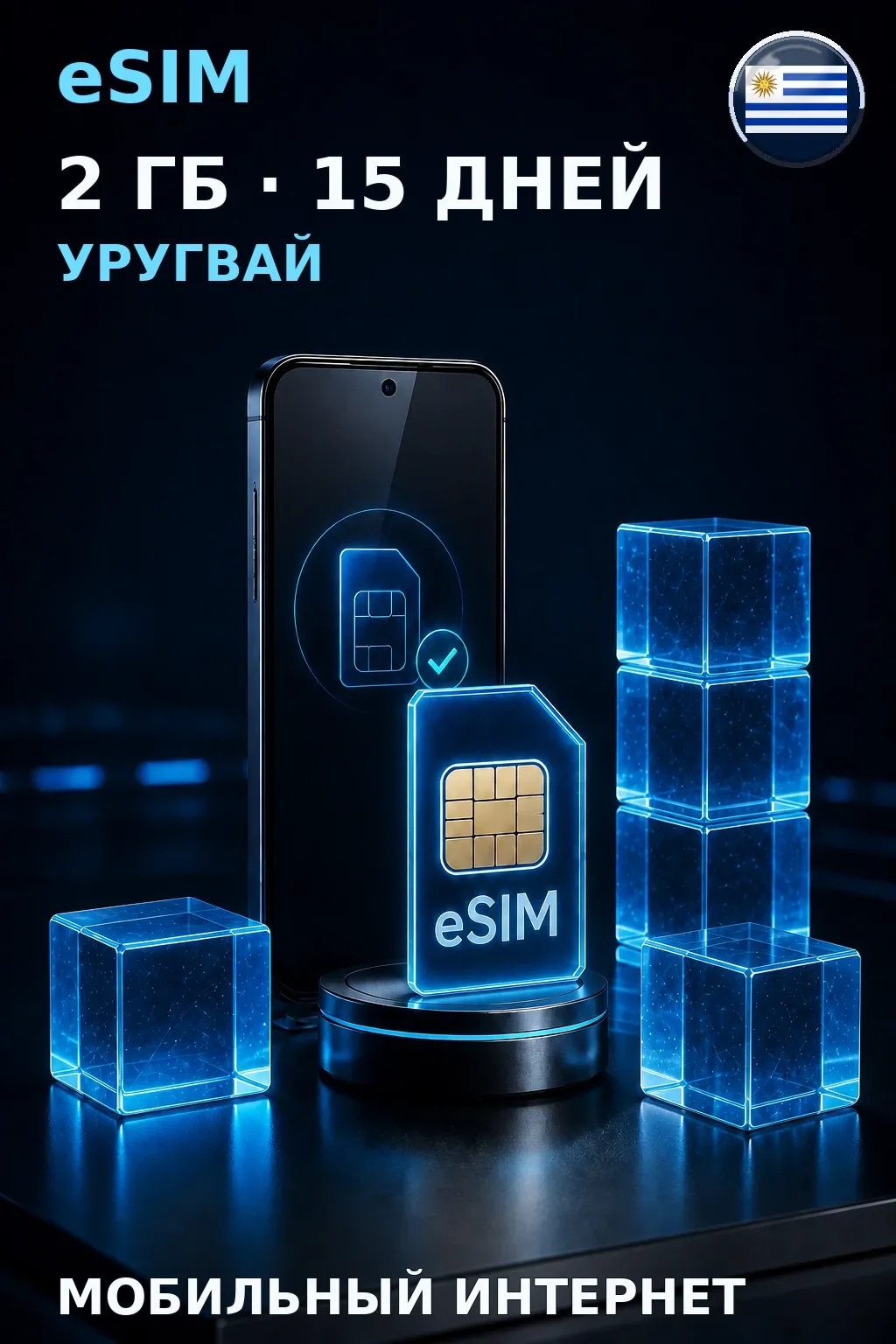 eSIM Уругвай — 2 ГБ, 15 дней — интернет
