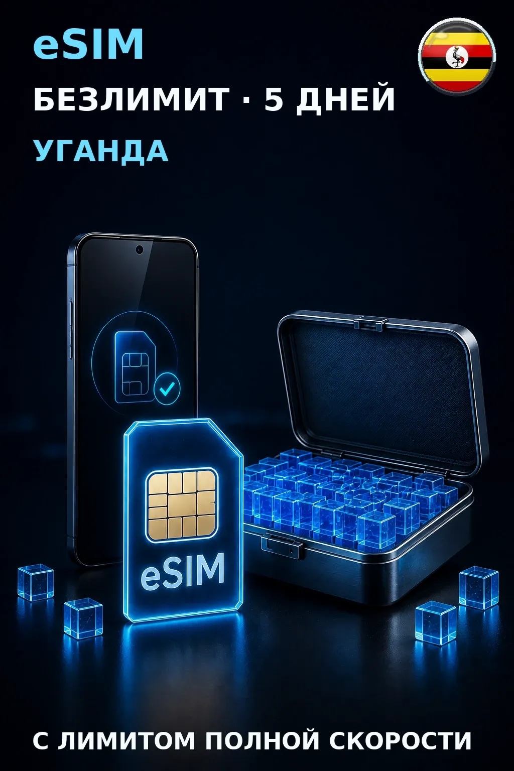 eSIM Уганда — БЕЗЛИМИТ, 5 дней — интернет