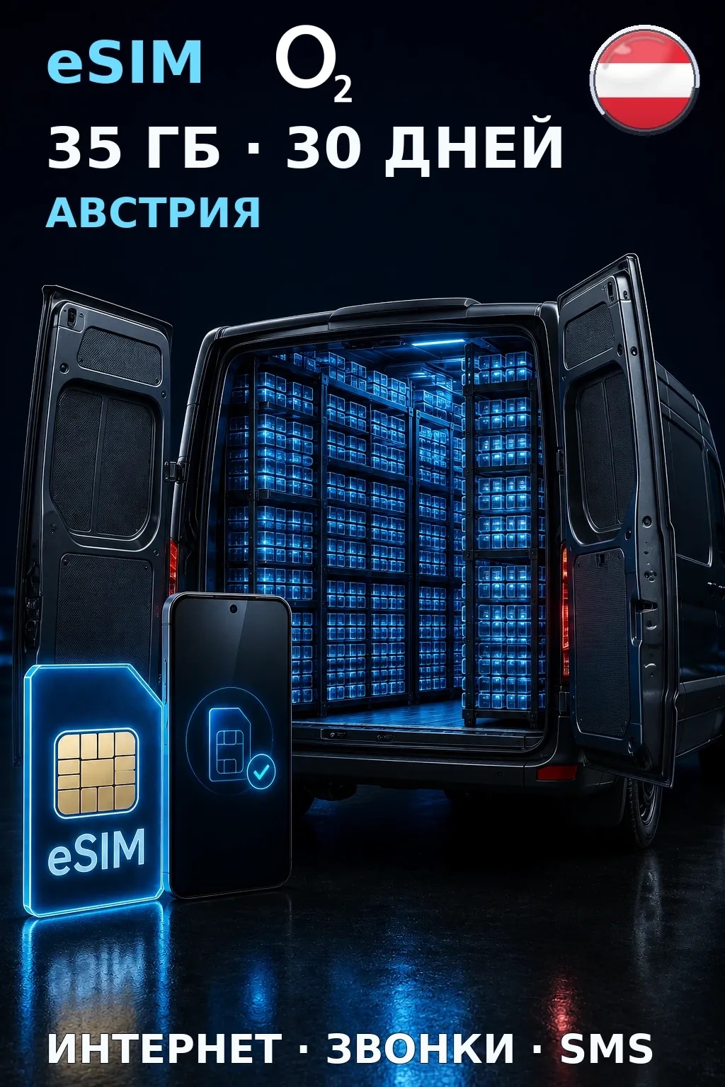 eSIM Австрия — 35 ГБ, 30 дней — интернет, звонки и SMS
