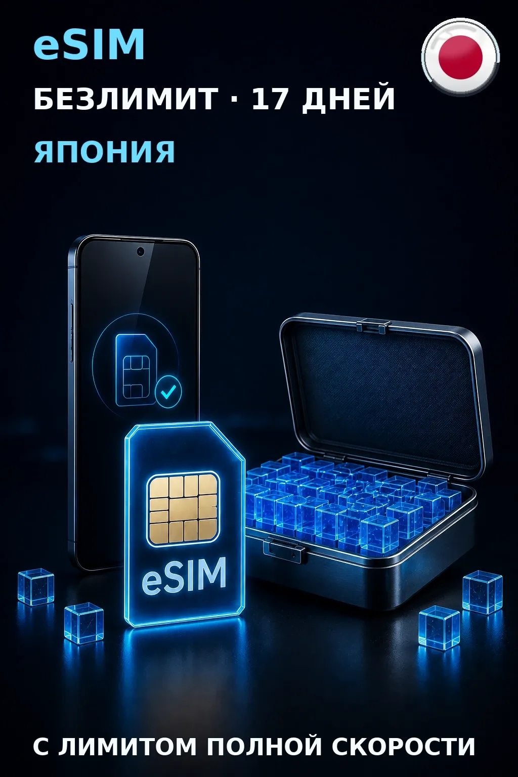 eSIM Япония — БЕЗЛИМИТ, 17 дней — интернет