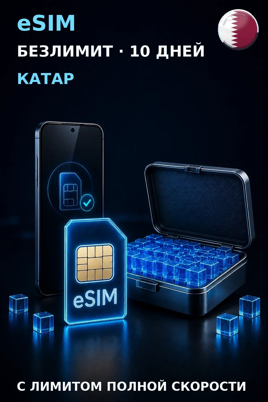 eSIM Катар — БЕЗЛИМИТ, 10 дней — интернет