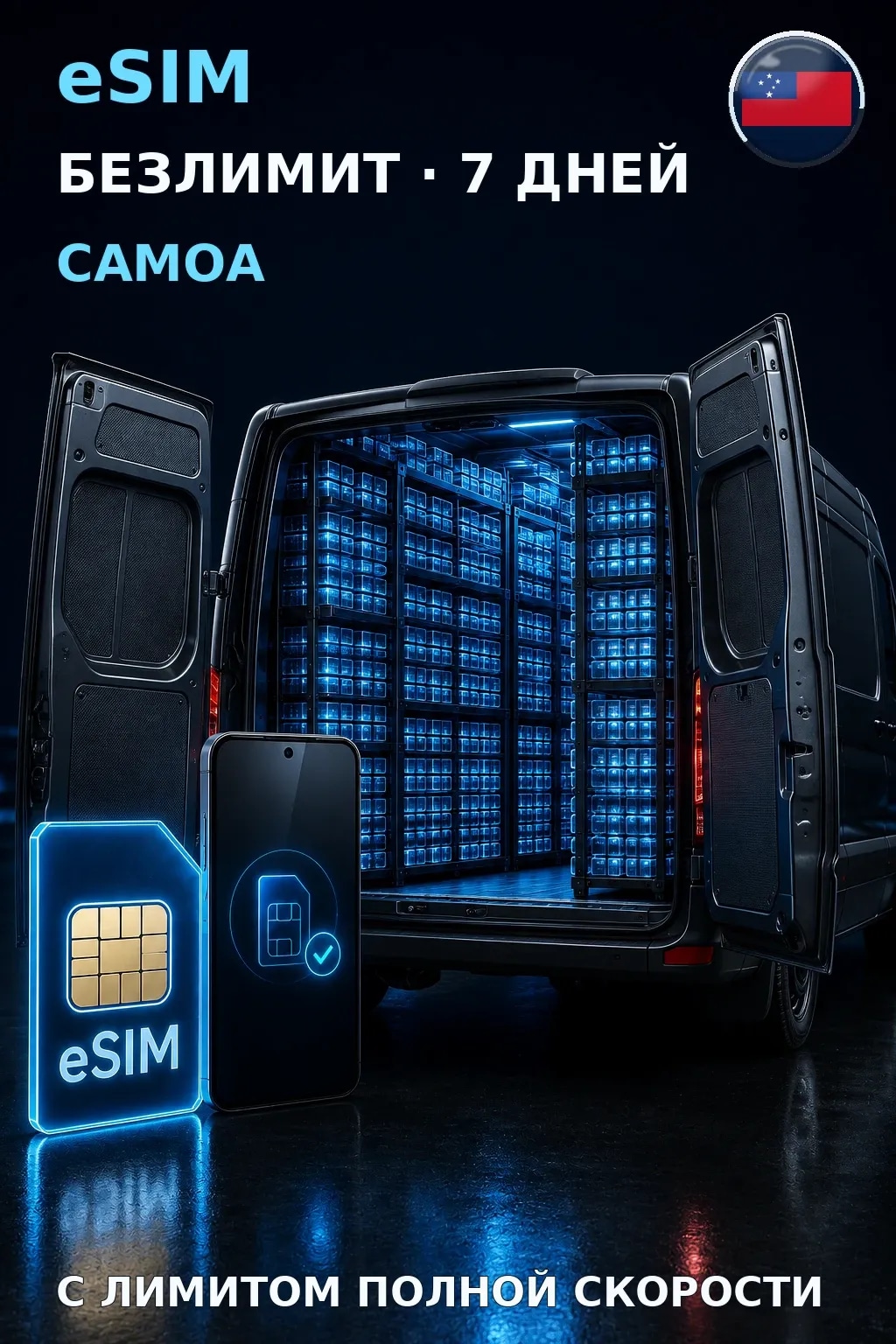 eSIM Самоа — БЕЗЛИМИТ, 7 дней — интернет