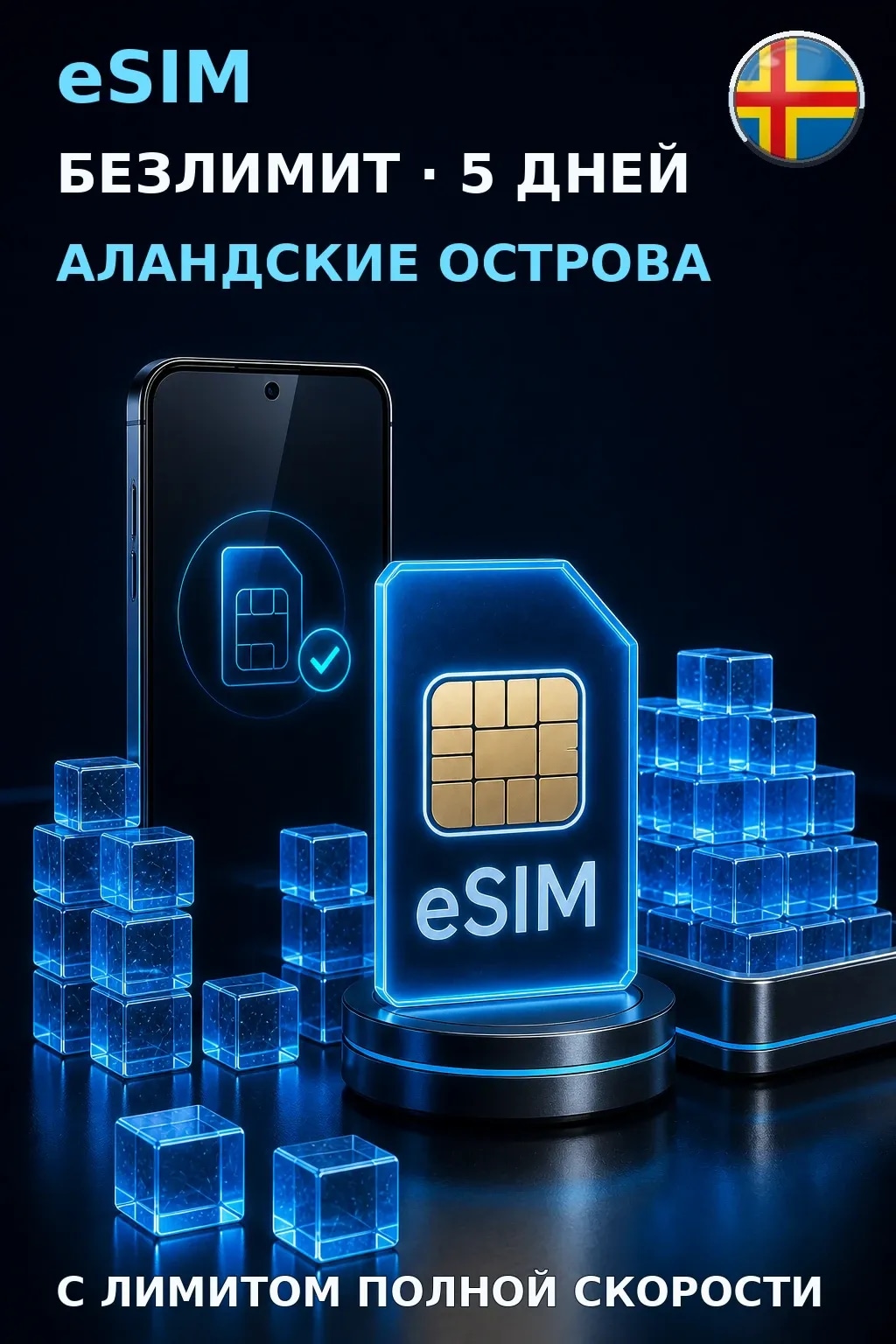 eSIM Аландские Острова — БЕЗЛИМИТ, 5 дней — интернет
