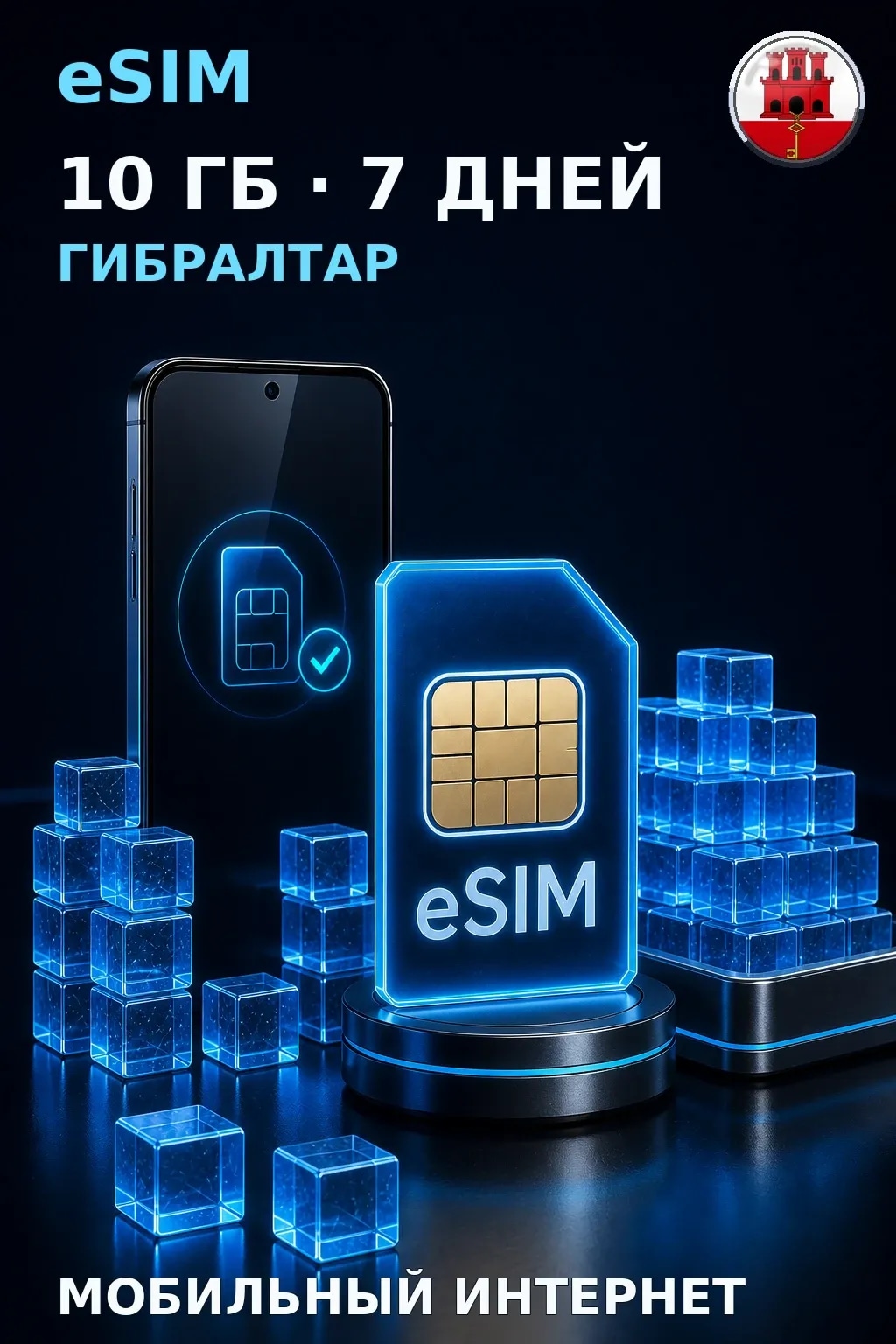 eSIM Гибралтар — 10 ГБ, 7 дней — интернет