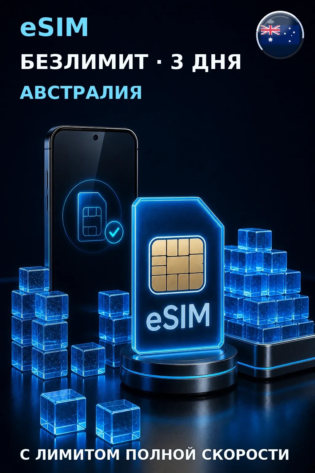 eSIM Австралия — БЕЗЛИМИТ, 3 дня — интернет