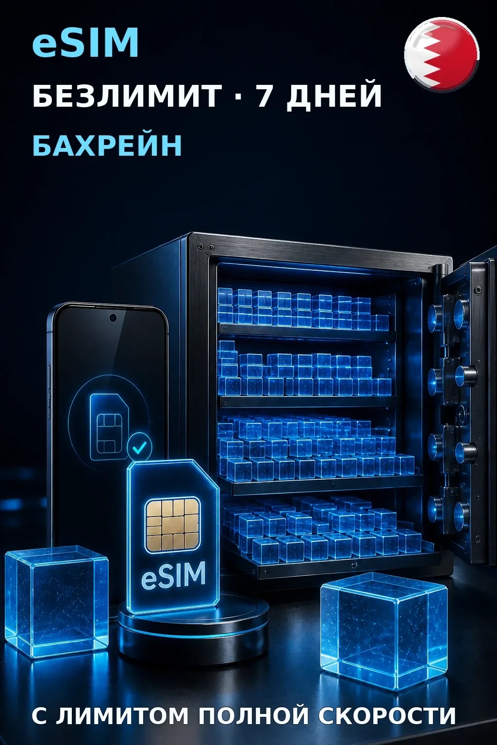 eSIM Бахрейн — БЕЗЛИМИТ, 7 дней — интернет