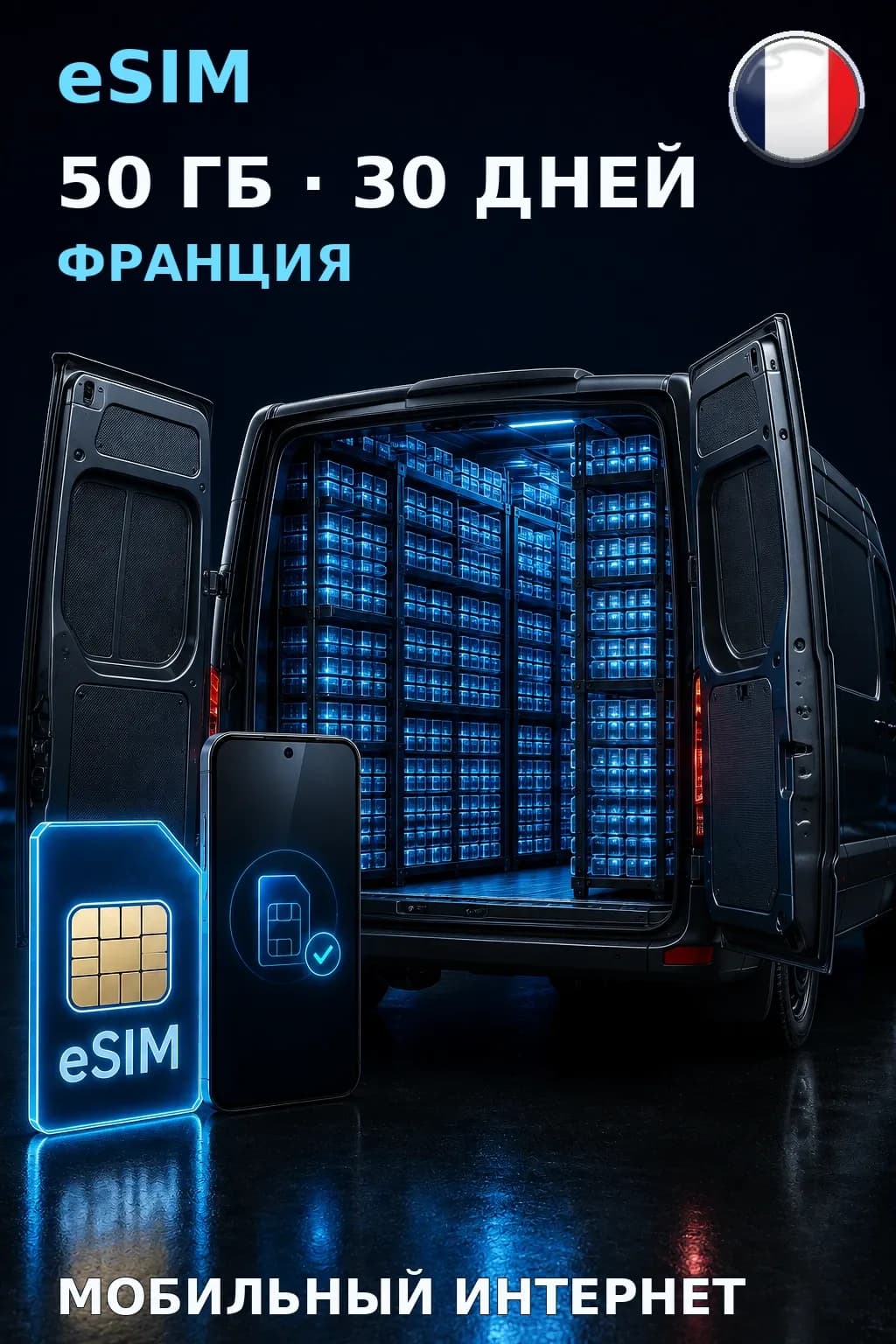 eSIM Франция — 50 ГБ, 30 дней — интернет