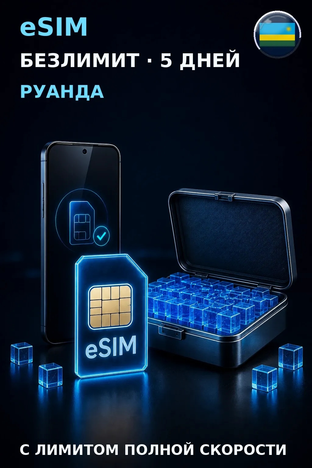 eSIM Руанда — БЕЗЛИМИТ, 5 дней — интернет