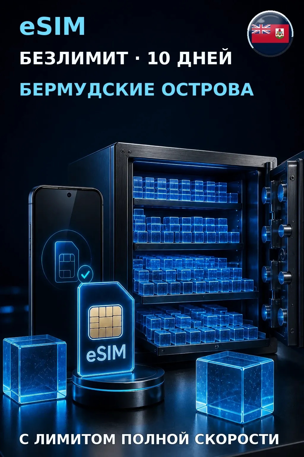 eSIM Бермудские Острова — БЕЗЛИМИТ, 10 дней — интернет