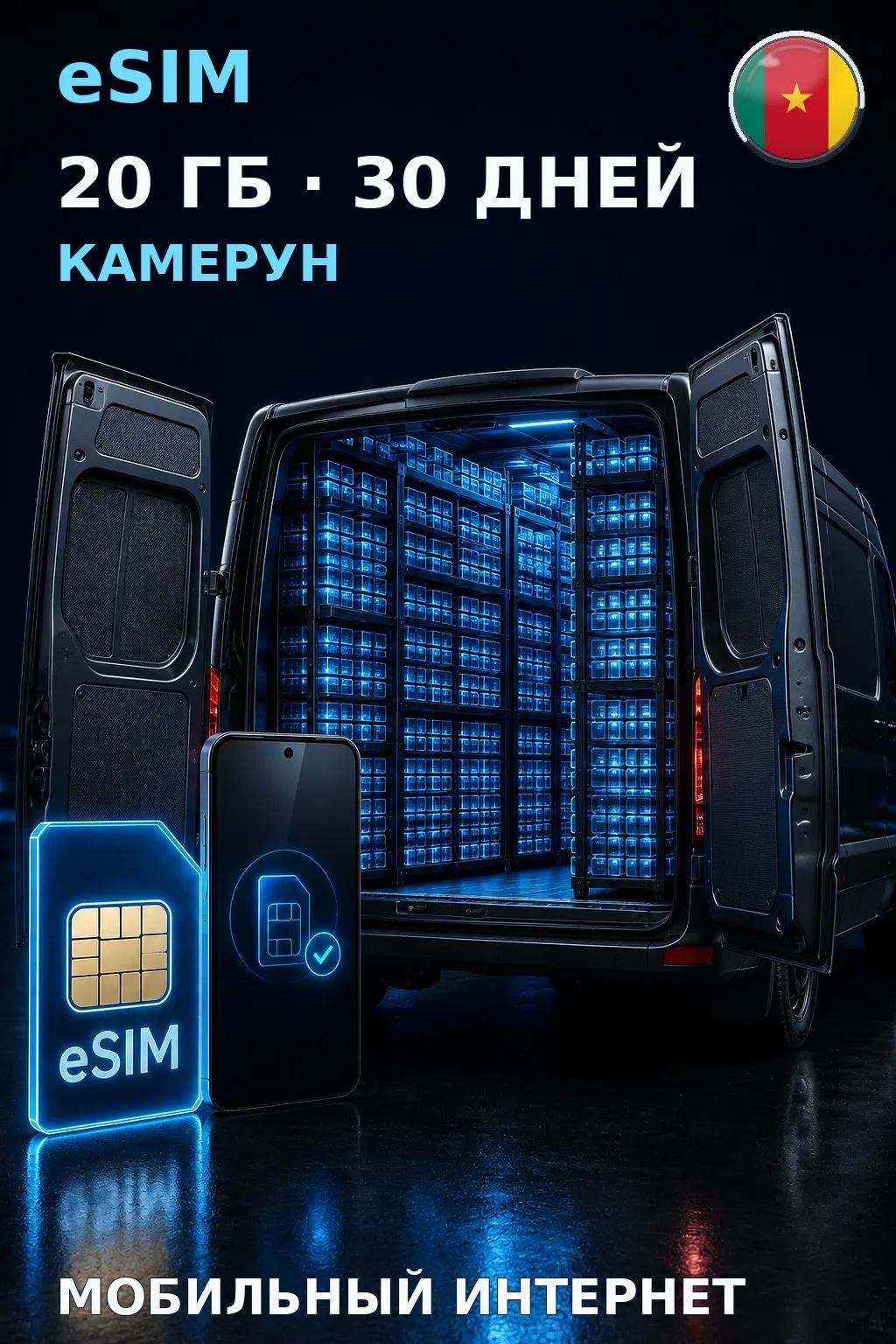 eSIM Камерун — 20 ГБ, 30 дней — интернет