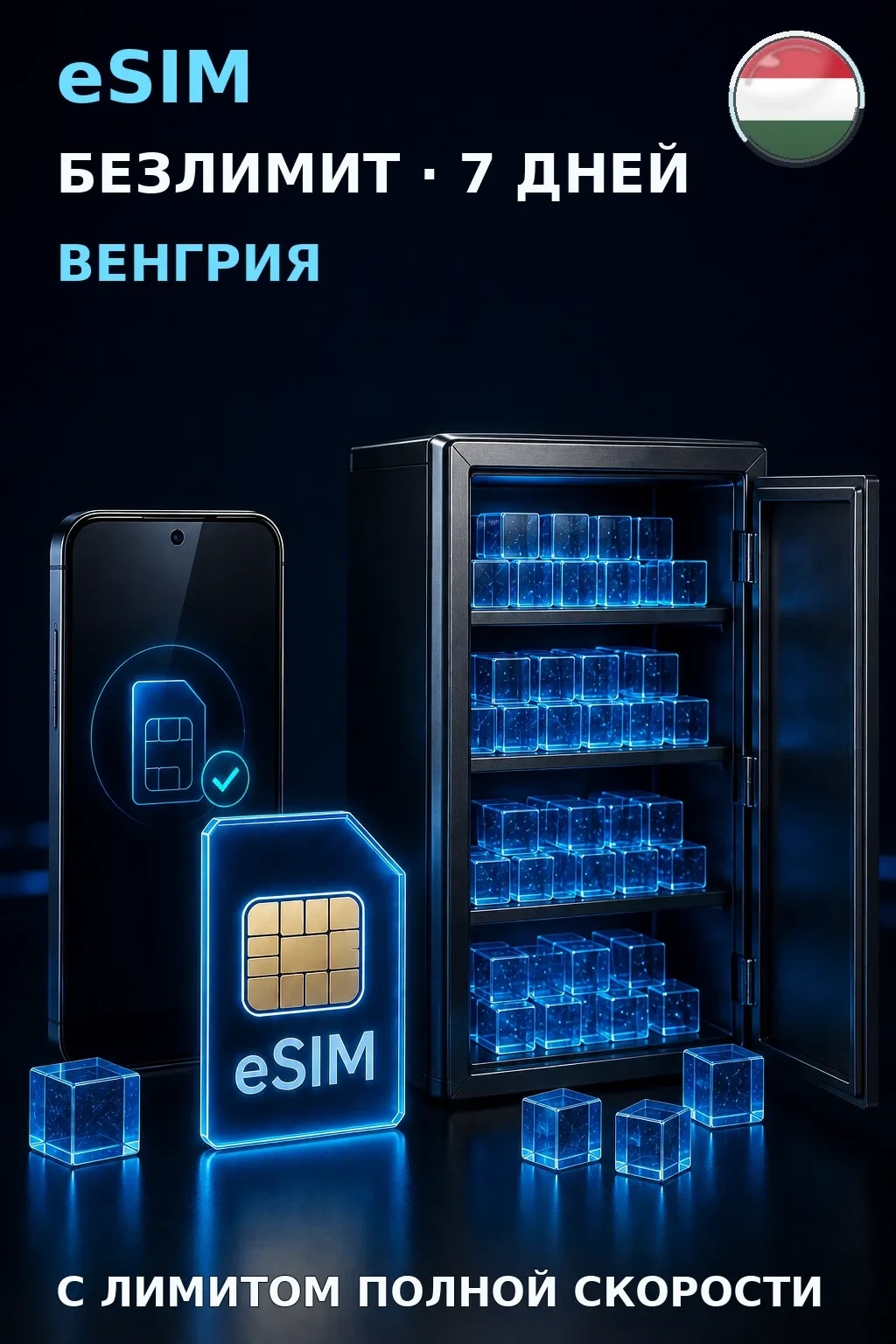 eSIM Венгрия — БЕЗЛИМИТ, 7 дней — интернет