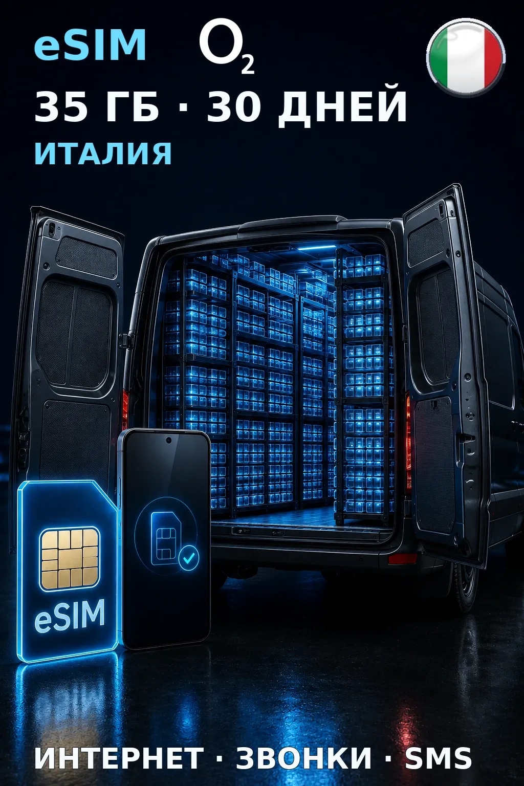 eSIM Италия — 35 ГБ, 30 дней — интернет, звонки и SMS