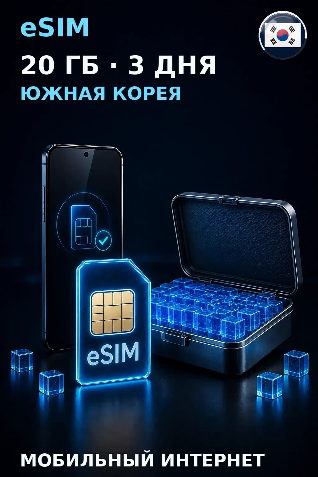 eSIM Южная Корея — 20 ГБ, 3 дня — интернет