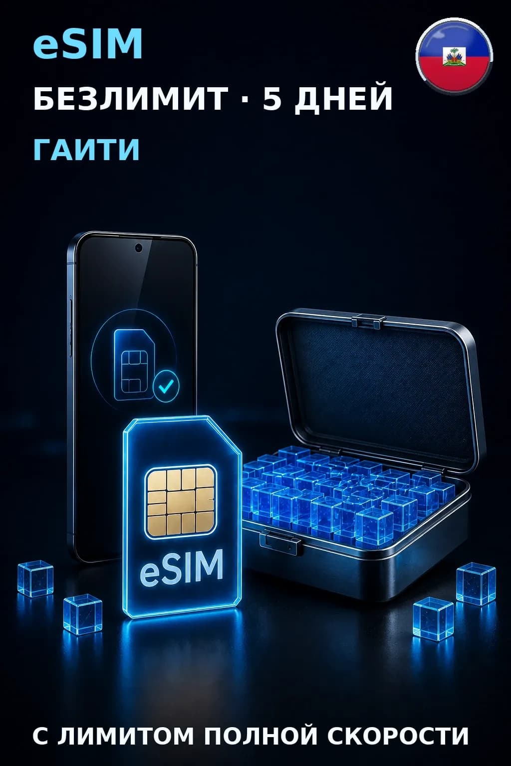 eSIM Гаити — БЕЗЛИМИТ, 5 дней — интернет